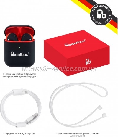 �������� BeatBox PODS AIR 2 Wireless �harging Black-Red (bbpair2wcbr)