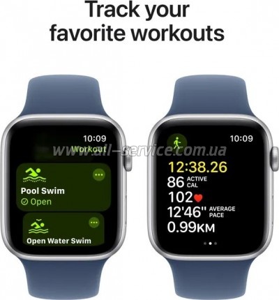 - Apple Watch SE 2024 GPS 44mm Silver Aluminium Case with Denim Sport Band - M/L (MXER3QH/A)