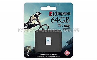   64GB Kingston microSDXC C10 UHS-I U3 (SDCAC/64GBSP)