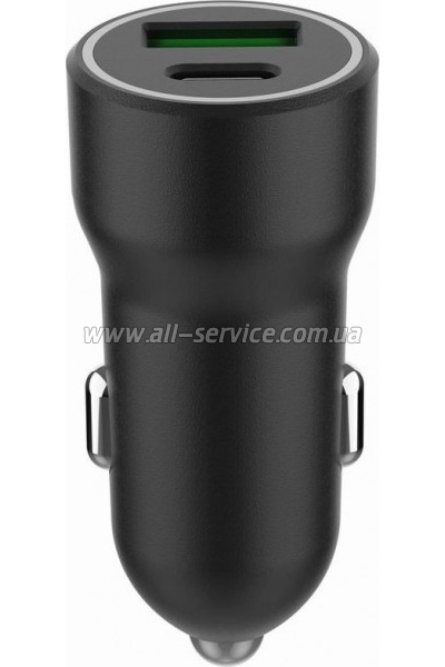 �������� ������� Gembird 1xUSB-A + 1xUSB-C black (TA-UC-A2PDQC20-CAR-01)