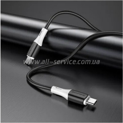 ���� ������ USB-C to USB-C 1.0m 3A PD 60W silicone black BOROFONE (6974443384802)