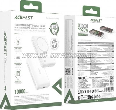 ������� ������������� Acefast Magnetic 10000mAh 20W PD White (6974316285212)