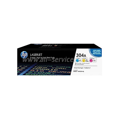   HP LJ 304A CYM CM2320nf/ 2320fxi/ CP2025dn/ CP2025n/ CC531A/ CC532A/ CC533A Tri-Pack (CF372AM)