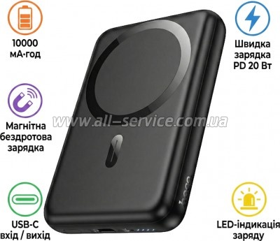 ������� ������������� HOCO 10000mAh Grace PD 20W Magnetic Black (J141 / 714984)