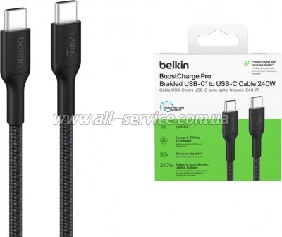 ���� ������ USB-C to USB-C 1.0m 240W black Belkin (CAB025HQ1MBK)