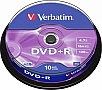 ���� Verbatim DVD+R 4.7Gb 16X CakeBox 10�� Silver (43498)