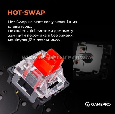  GamePro MK180W Hot-Swap Red Swich RGB USB UA White (MK180W)