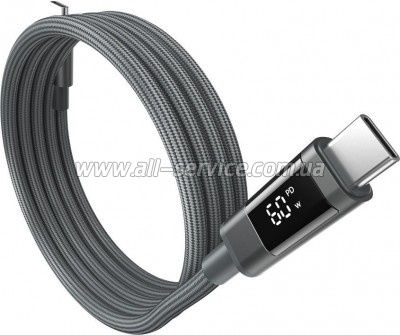 ���� ������ USB-C to USB-C 1.2m PD60W magnetic digital display nylon gray Choetech (XCC-1067-GY)