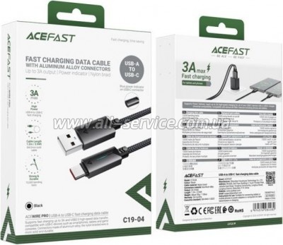 ���� ������ USB 2.0 AM to USB-C 1.2m 60W black Acefast (6974316284482)
