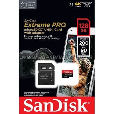  SanDisk 128GB microSDXC UHS-I U3 Extreme Pro + SD  (SDSQXCD-128G-GN6MA)