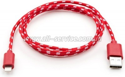 ���� ������ USB 2.0 AM to Lightning 2color nylon 1m red Vinga (VCPDCLNB31R)