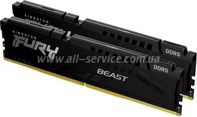     DDR5 64GB (2x32GB) 6400 MHz Beast Black Kingston Fury (ex.HyperX) (KF564C32BBK2-64)