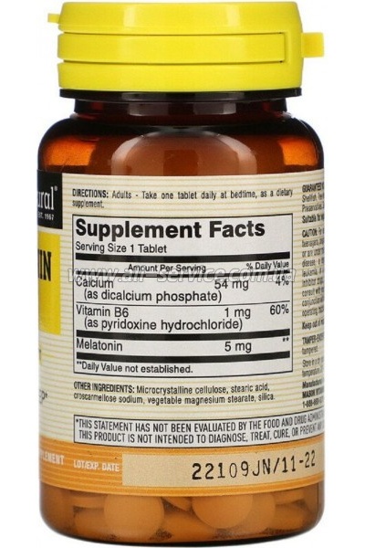  Mason Natural  5 , Melatonin, 60  (MAV-11145)