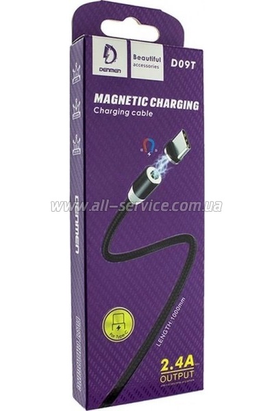 ���� ������ USB 2.0 AM to USB-C magnetic black Denmen (DN-D09T-BK)