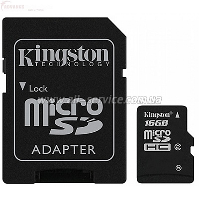   16GB KINGSTON microSD Class 4 + SD  (SDC4/16GB)