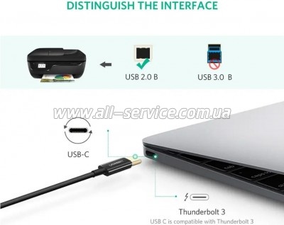 ������ ��� �������� USB-C 2.0 to BM 2.0m US241 black Ugreen (50446)