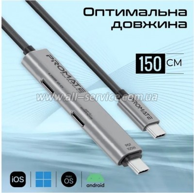 ���� ������ USB-C to USB-C 1.5m Promate (portlink-c3.black)