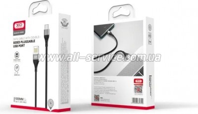 ���� ������ USB 2.0 AM to USB-C 1.0m 2.4A double-sided NB188 gray XO (6920680879700)