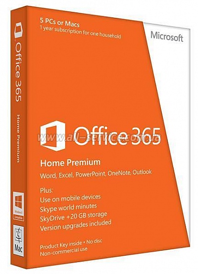  Microsoft Office365 Home 5 User 1 Year Subscription Russian Medialess P4 (6GQ-01018)