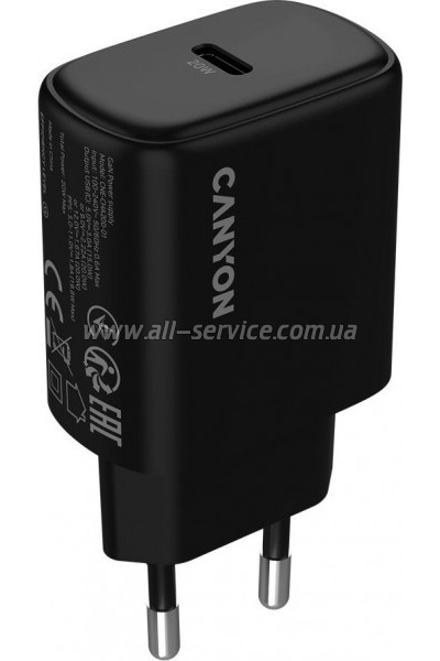�������� ������� Canyon OnCharge 200 20W 1xPD EU Black (CNE-CHA200-11)
