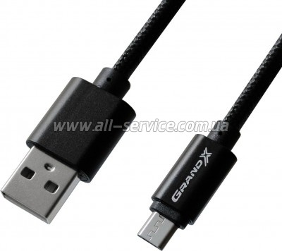 ���� ������ USB 2.0 AM to Micro 5P 1.0m Black Grand-X (FM01BB)