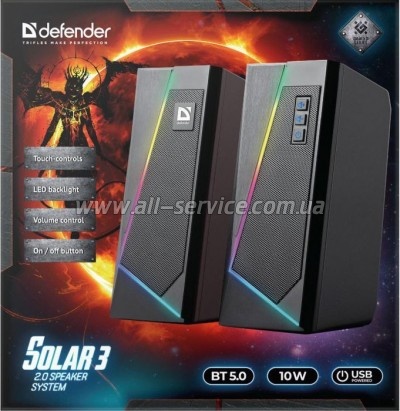   Defender Solar 3 Bluetooth Light USB Black (65103)