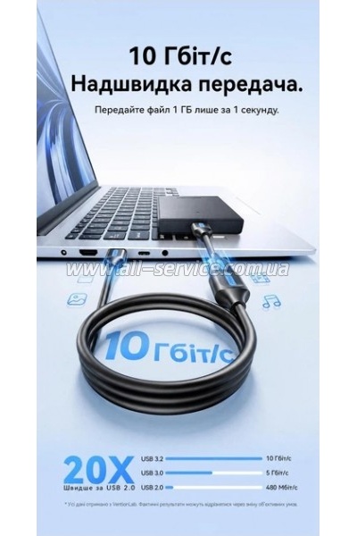 ���� ������ USB 3.2 AM/AF 1.5m 10Gbps PVC black Vention (CBOBG)