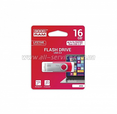 GOODRAM 16 GB UTS3 USB 2.0 Twister Red (UTS2-0160R1BLB)