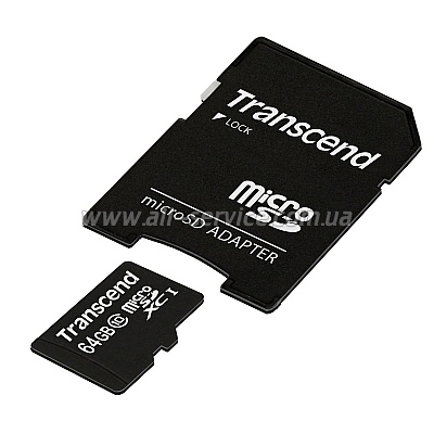   64GB Transcend MicroSDXC Class 10 + SD  (TS64GUSDXC10)