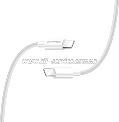   ColorWay USB-C to USB-C 2.0m 3A 65W white (CW-CBPDCC056-WT)