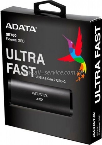  SSD USB 3.2 256GB ADATA (ASE760-256GU32G2-CBK)