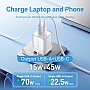 �������� ������� Vention 1xUSB-C PD70W + 1xUSB QC3.0 22.5W GaN transparent gray (FCGH0-EU)