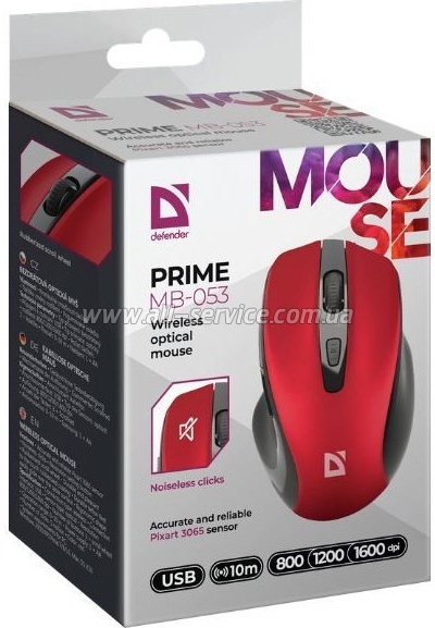  Defender Prime MB-053 Silent Wireless Red (52052)