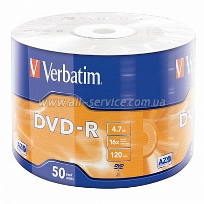  DVD Verbatim 4.7Gb 16X Wrap-box 50 MATT SILVER (43788)