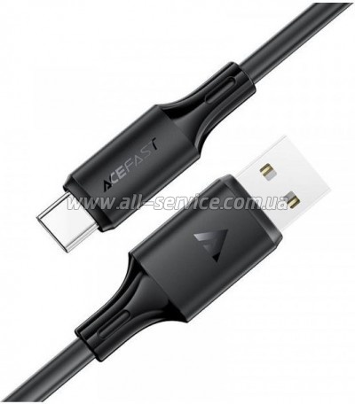 ���� ������ USB 2.0 AM to USB-C 1.2m 3A 60W silicone black Acefast (6974316284178)