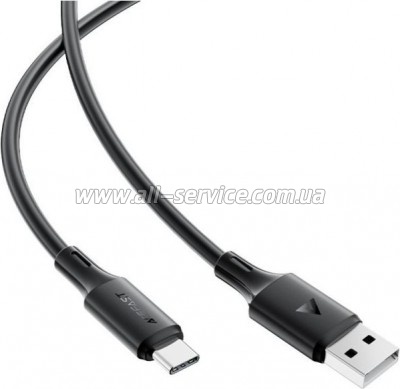 ���� ������ USB 2.0 AM to USB-C 1.2m 3A 60W silicone black Acefast (6974316284178)