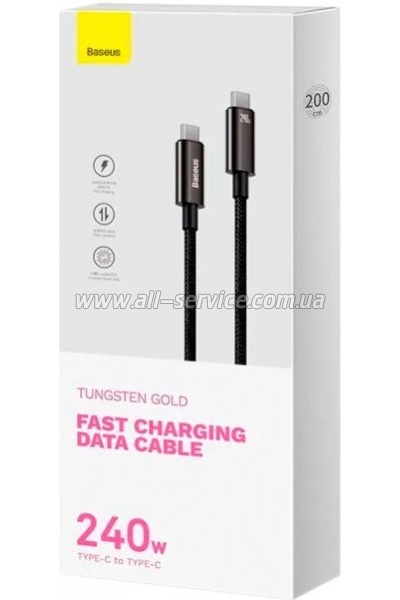 ���� ������ USB-C to USB-C 2.0m 240W Black Baseus (CAWJ040101)