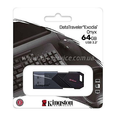  Kingston 64GB DataTraveler Exodia Onyx USB 3.2 Gen 1 Black (DTXON/64GB)