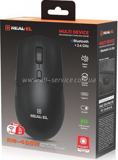  REAL-EL RM-460W Wireless/Bluetooth Black (EL123200048)