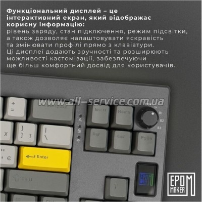  Epomaker Shadow-X 70 Flamingo Switch Hot-Swap LCD Screen RGB Wireless/Bluetooth/USB UA Black (SHX-B-F)