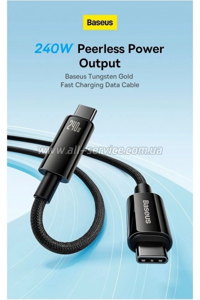 ���� ������ USB-C to USB-C 3.0m 240W black Baseus (CAWJ040201)