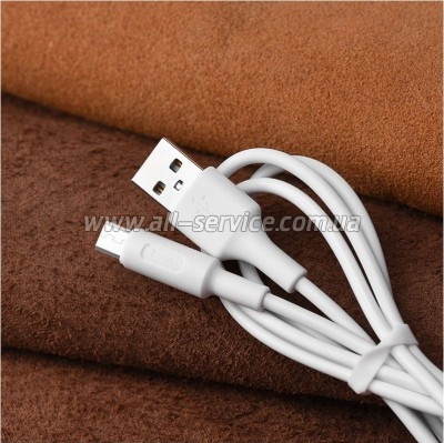 ���� ������ USB 2.0 AM to Micro 5P 1.0m 2A PVC X25 white HOCO (6957531080138)