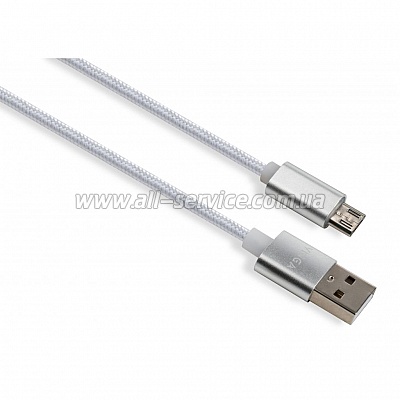   USB 2.0 AM to Micro 5P 1m LED silver Vinga (VCPDCMLED1S)