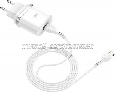 �������� ������� HOCO C12Q Smart USB QC3.0 + cable USB to USB-C 18W White (6931474716309)