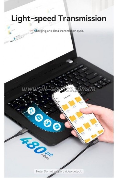 ���� ������ USB-C to USB-C 0.5m USB2.0 60W Gray VENTION (TRAHD)