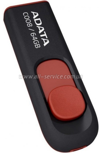  ADATA 64GB C008 Black+Red USB 2.0 (AC008-64G-RKD)