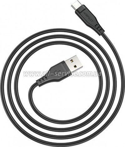 ���� ������ USB 2.0 AM to USB-C 1.2m 3.0A TPE Black Acefast (6974316280866)