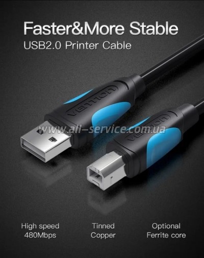 ������ ��� �������� USB 2.0 AM/BM 2.0m black Vention (VAS-A16-B200)