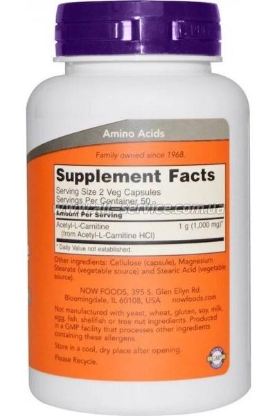  Now Foods -L , Acetyl-L Carnitine, 500 , 100  (NF0076)