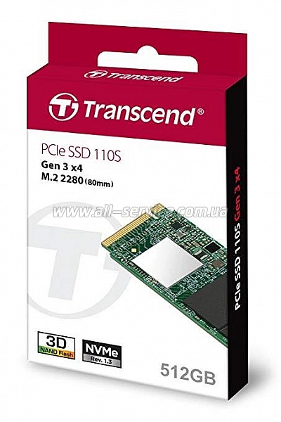 SSD  512GB Transcend MTE110 M.2 NVMe PCle 3.0 4x 2280 (TS512GMTE110S)